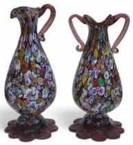 An Italian millefiori two-handled glass vase, and