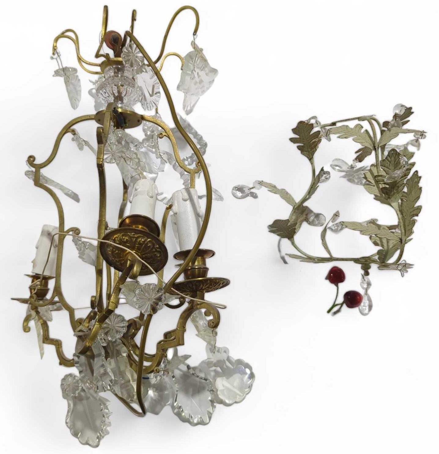 A glass drop chandelier, and a painted metal light - Image 3 of 6