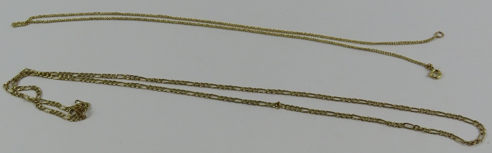A 9ct gold figaro link chain, 61cm long, together - Image 2 of 6