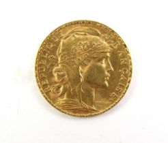 FRANCE – gold 20 Francs 1912, ef, 6.5g