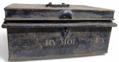 Late 19th century black painted metal document box