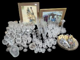 Collection of cut and moulded glassware, including