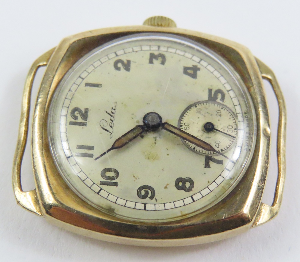 Leda - a 9ct gold cased watch face, the silvered r - Image 3 of 3