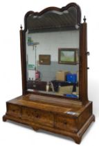 A Queen Ann style dressing mirror fitted with thre