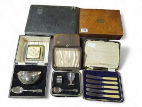 A quantity of cased silver plate including bowl an