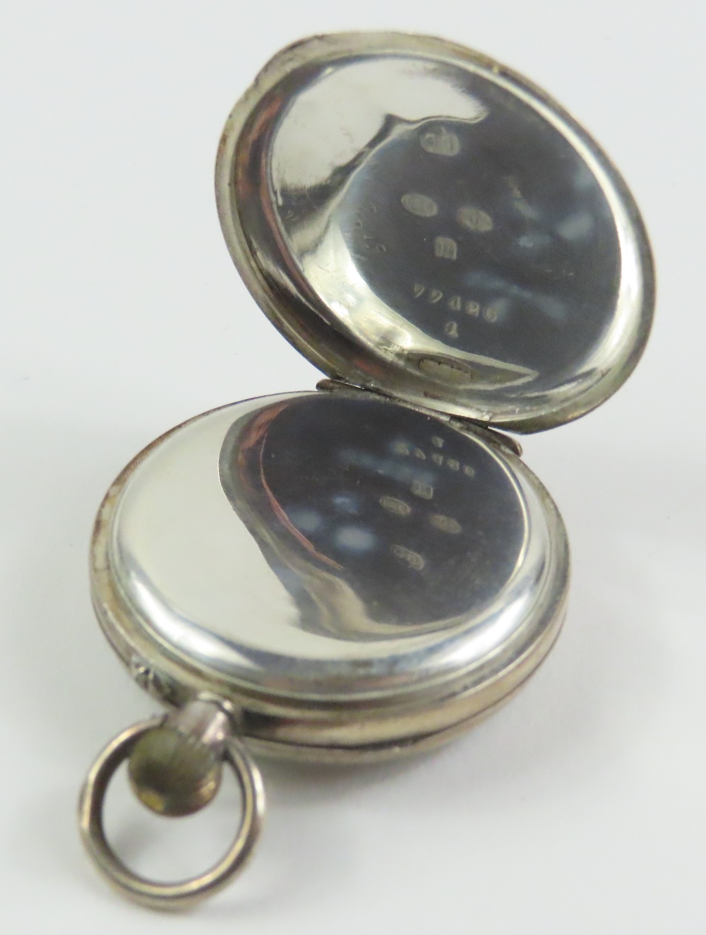 A small silver open faced pocket watch, together w - Image 4 of 9