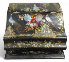 A Victorian papier mache writing box inlaid with m