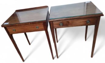 Two small mahogany side tables ach with single dra