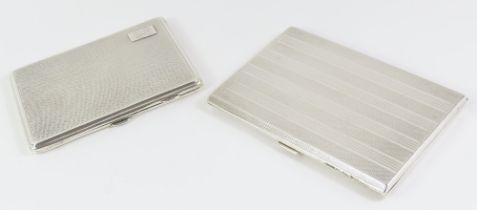 Two rectangular silver cigarette cases with guillo