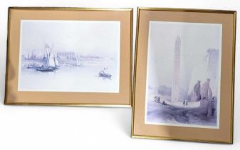 David Roberts: pair of signed prints, framed and g