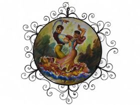 A c.1960's Spanish wall plate decorated with Flame