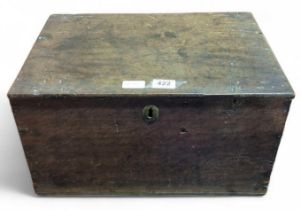 A 19th Century oak box with hinged lid 26.5cms hig