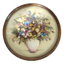 A late Victorian circular dried flower display, fr