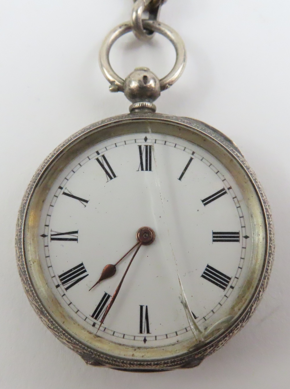 A small silver open faced pocket watch, together w - Image 5 of 9