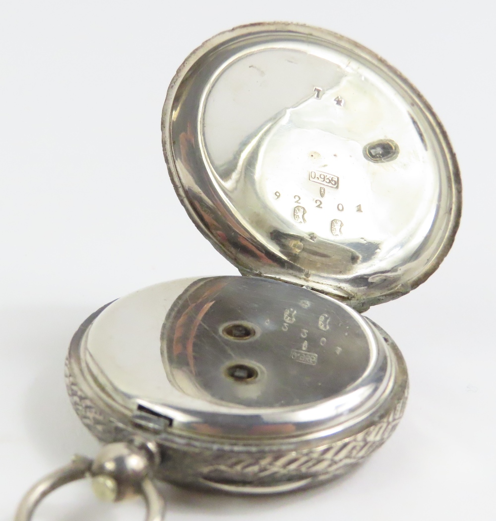 A small silver open faced pocket watch, together w - Image 7 of 9