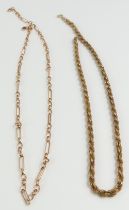A 9ct gold rope chain, 37.5cm long; and a 9ct rose