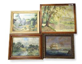 Four framed oil paintings (4)