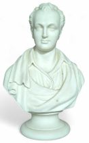 A small Victorian parian bust of Lord Byron on soc