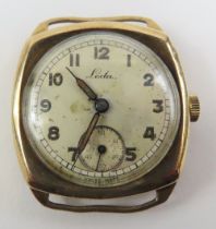 Leda - a 9ct gold cased watch face, the silvered r