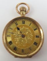 A small 12ct gold open faced pocket watch, with Lo