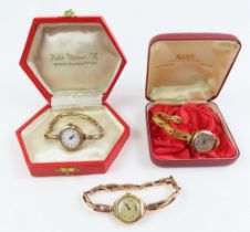 A ladies 9ct gold Rone wristwatch on a gold plated