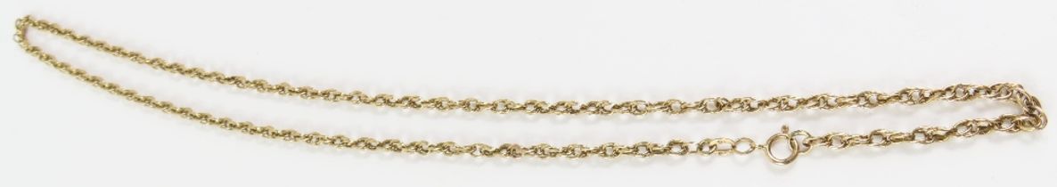A 9ct gold twisted rope chain, 48cm long, 8.7g gro