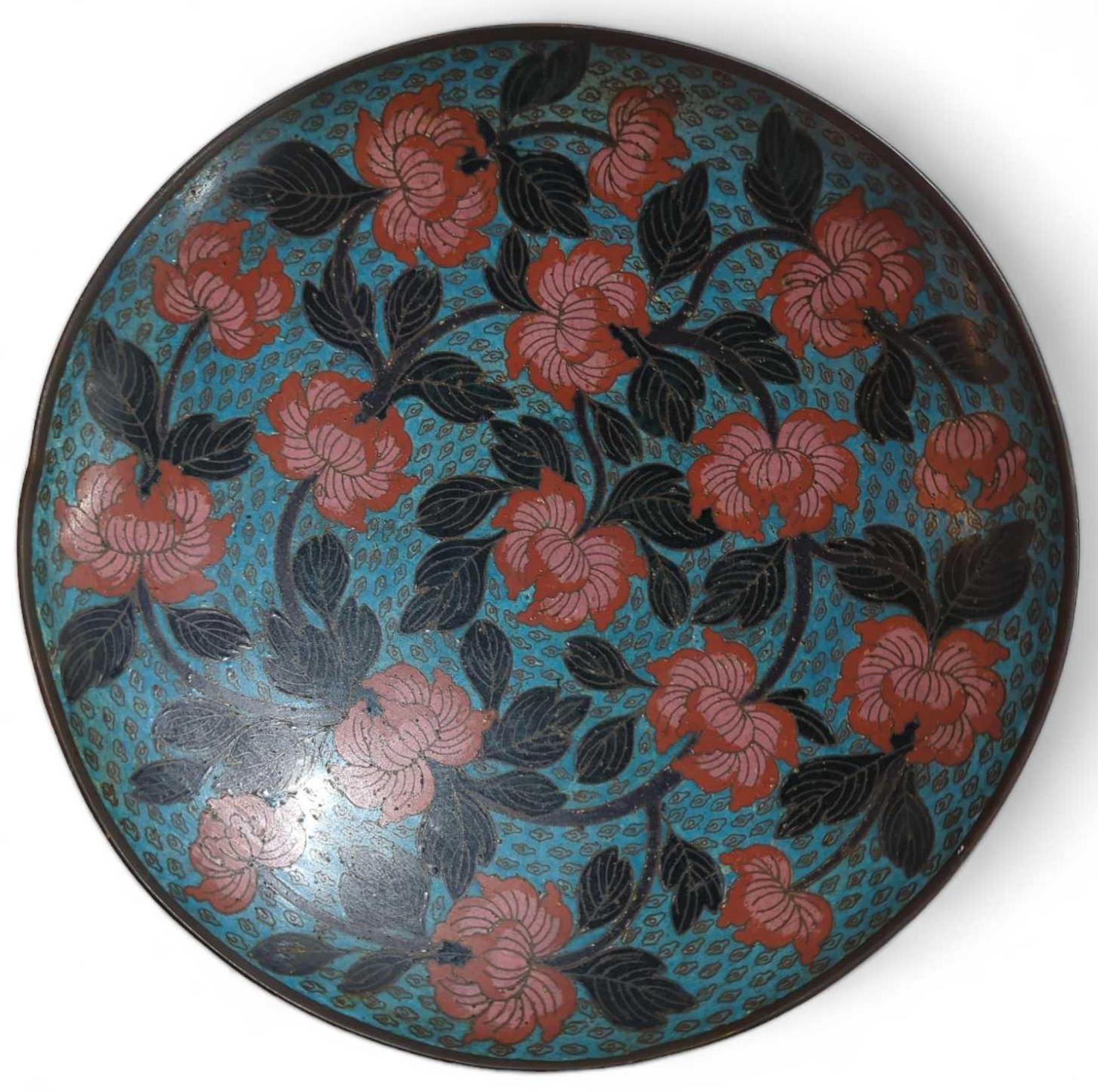 A Japanese cloisonne dish with floral design, anot - Image 3 of 17