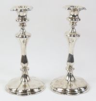 A pair of Elkington & Co. silver metal candlestick