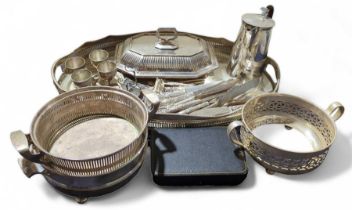 A quantity of silver plate to include large oval g