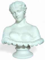 A Victorian parian bust of Clytie on socle base, 2