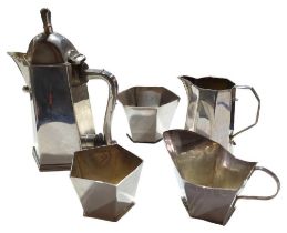 A contemporary Scottish silver matched five-piece silver coffee set, by