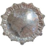 An Anglo-Indian silver salver, stamped ORR SILVER, of circular form with cast