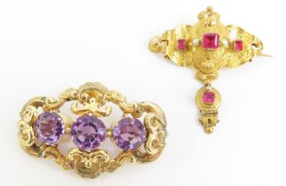 A late Georgian or early Victorian brooch, set wit