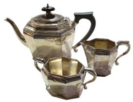 A three-piece silver tea set, by William Neale & Son Ltd, Birmingham, 1931