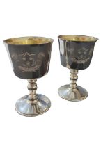 A pair of contemporary silver goblets, by Barker E