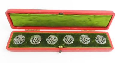 A cased set of six buttons, James Deakin & Sons, C