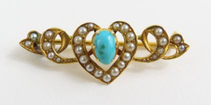 A Victorian or Edwardian brooch, the central heart