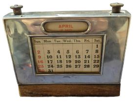 A silver desk calendar, by W J Myatt & Co, Birmingham, 1929