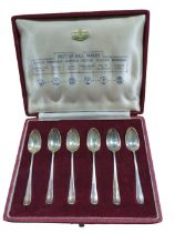 A cased set of six British Hallmarks silver tea sp