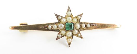 A Victorian bar brooch, the centre set with an eig