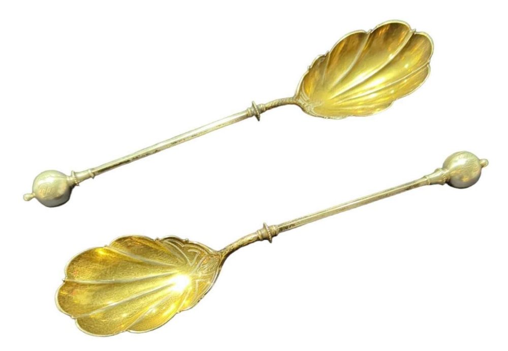 A pair of American Tiffany & Co sterling silver salad servers,