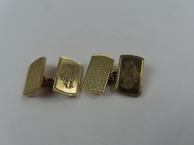 A pair of 1940's 9ct gold cufflinks, the rectangul