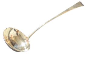A George III English pattern soup ladle,