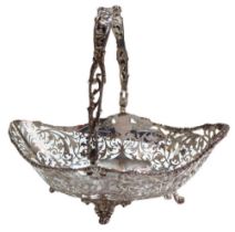 A silver swing-handled basket, by Josiah Williams & Co, London, 1918