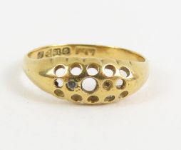 An Edwardian 18ct gold ring mount, Chester, with o
