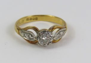 An 18ct gold diamond solitaire ring, with decorati