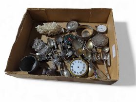 An open faced silver cased pocket watch with silve