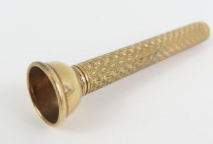 A 9ct gold pocket cigar piercer, with spring-loade