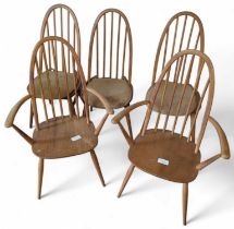 A set of six (two carvers and four chairs) Ercol W