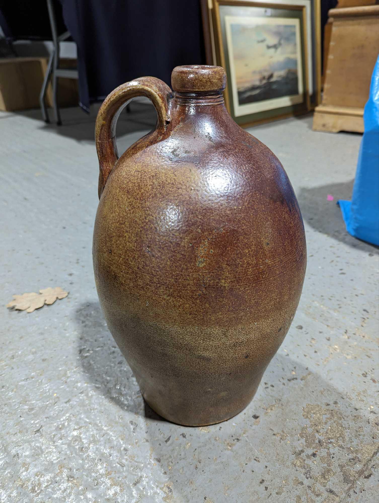 A large brown salt glazed stoneware cider jar, 50c - Image 6 of 7